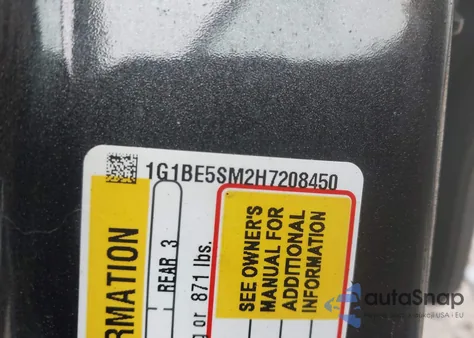 2017 Chevrolet Cruze Lt Auto из США, поврежденный, VIN 1G1BE5SM2H7208450